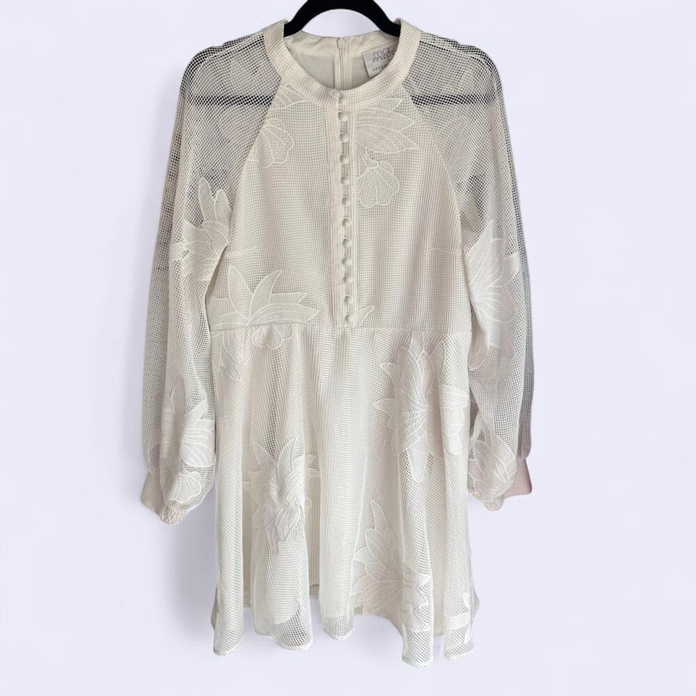 Anthropologie x Mare Mare Sabine Embroidered White Mini Dress size L